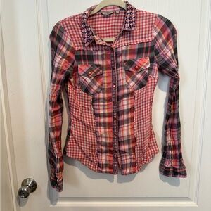 Guess Multicolor Plaid Button Down Shirt